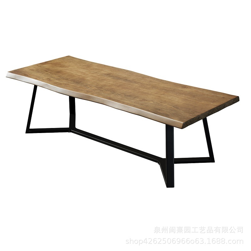 新中式复古实木泡茶大板桌子板式茶几简约接待会议原木休闲长桌椅