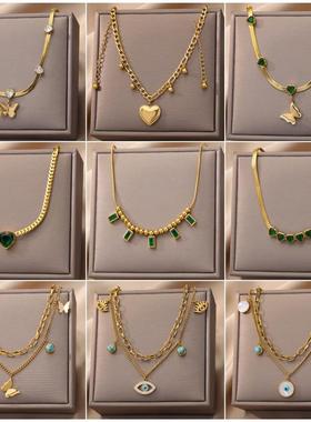 16L StaCSXinlless SNteel 3ecklace Devi Eye Necklace Multilay