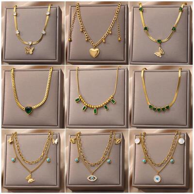 16L StaCSXinlless SNteel 3ecklace Devi Eye Necklace Multilay