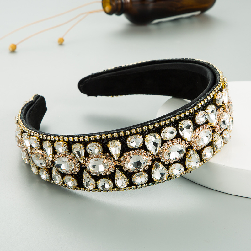 和鸣发箍欧美新款发箍外贸重工水滴满钻巴洛克潮流发箍发饰