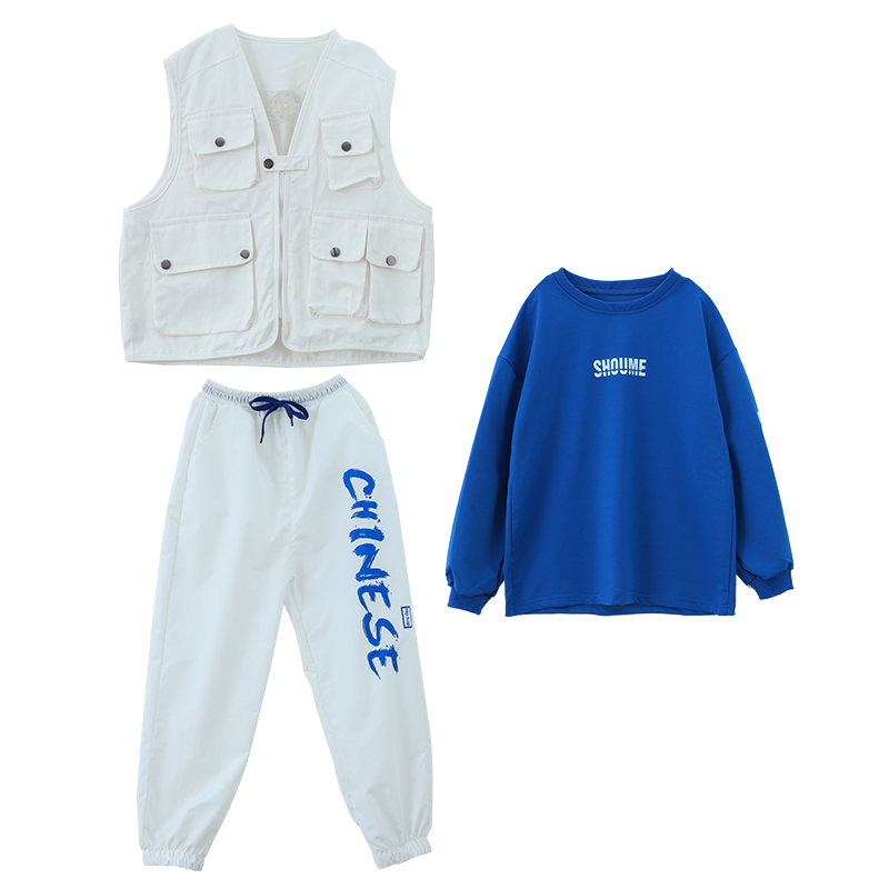 儿童街舞潮服男童嘻哈炸街演出服hiphop架子鼓表演服女孩舞蹈服装