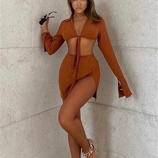 Sleeve Women Neck Solid New Set Lce Yiallen Long Summer