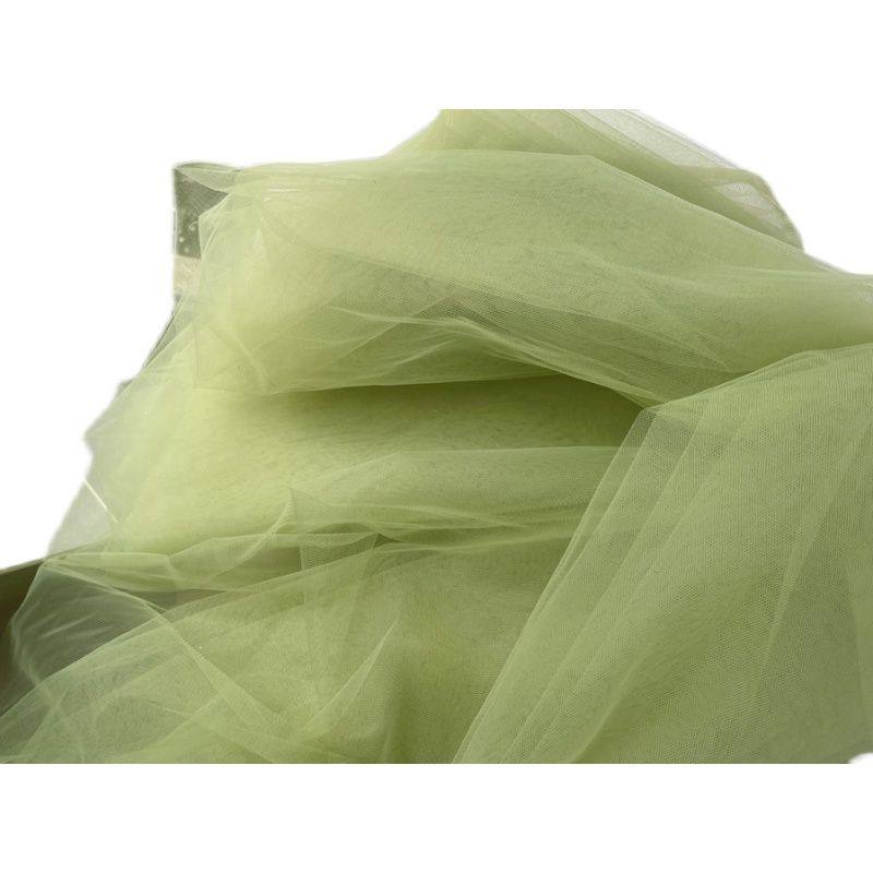草绿牛油果绿色中硬网纱蓬蓬裙面料布料场景布置绿纱头纱