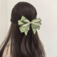 手工自制苔绿色春日铃兰花大蝴蝶结发夹春夏可爱风披肩发头饰