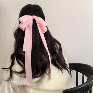 高品质蝴蝶结超长飘带发夹少女超仙顶夹发卡子法式 丝带弹簧夹头饰