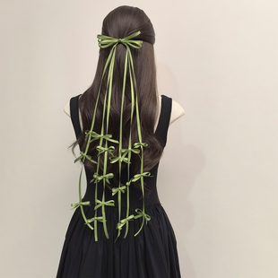 创意多小结蝴蝶结长飘带发夹女弹簧夹法式 精致风头饰 少女森系个性