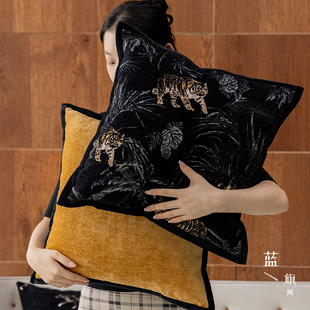 新中式客厅金钱豹沙发抱枕套中国风室内装饰摆件高级感别墅专用枕