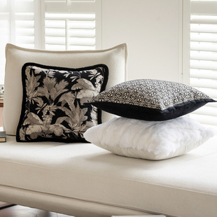 黑色沙发抱枕轻奢高级感客厅复古靠背垫腰枕飘窗装饰靠枕枕头靠垫