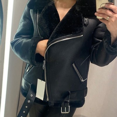 极速Ailegogo Winter Coats Women Thickness Faux Leather Fur S