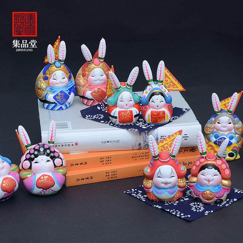 极速l老北京兔爷吉兔艺坊原兔儿爷工泥塑摆件创旅游纪念品民间手