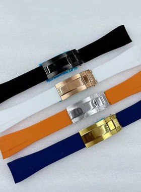 20mm弧形头接口橡胶硅胶表带表扣 单折叠胶带