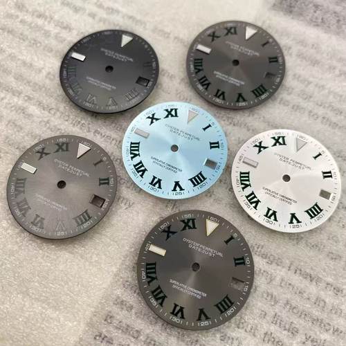 冰蓝夜光绿萝28.5mm表盘字面绿夜光改装配件适装NH35/NH36机