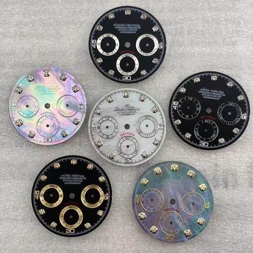 新款VK63石英机芯表盘29.5mm改装多功能计时熊猫钻石盘手表配件