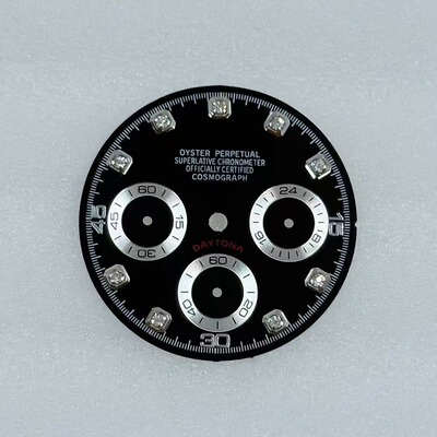 新款VK63石英机芯表盘29.5mm改装多功能计时熊猫钻石盘手表配件