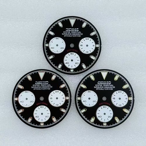 VK63石英机芯表盘直径29.5mm改装多功能计时熊猫盘绿夜光手表配件