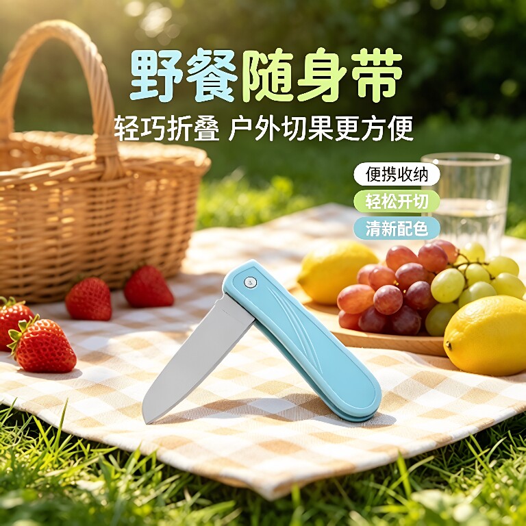 不锈钢折叠水果削皮刀马卡龙色