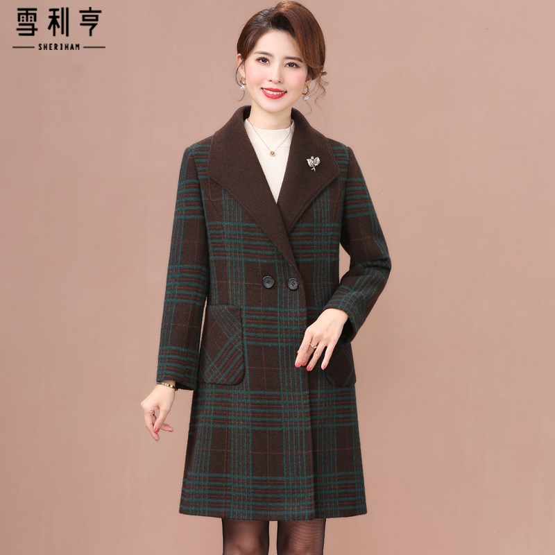 好货2025秋冬装新款双面绒外套妈妈装收腰小个子西装领女士羊毛呢