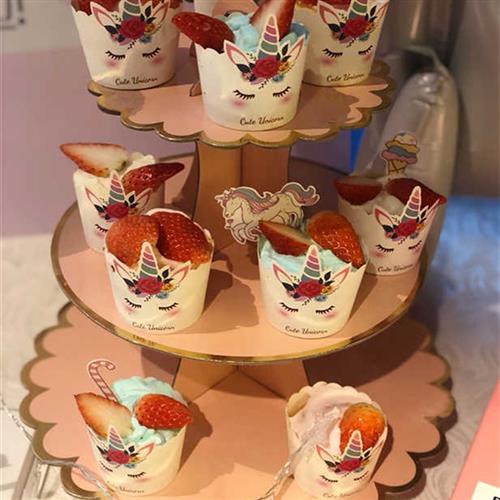一次性生日布置甜品台摆件展示架儿童派对餐具多层创意蛋糕架野餐