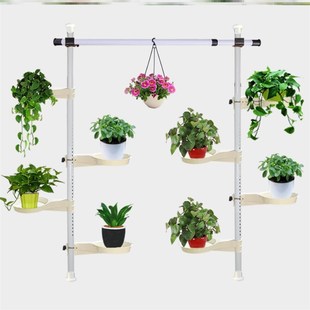 极速立柱顶天立地伸缩杆花架悬挂式 擎天柱支撑杆绿萝多层梯型多肉