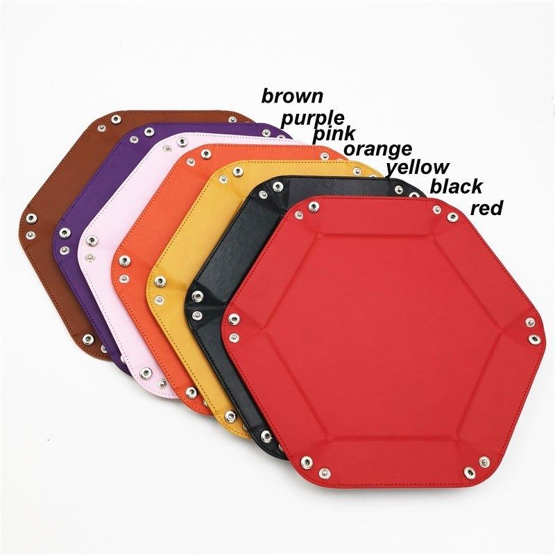 8 CoLors P LeaTHer FoLDing Hexagon DiCe Tray PurPLe DiCe Box