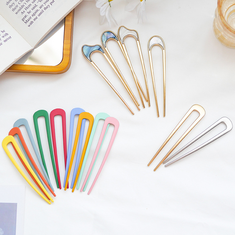 Japan Hair Sticks Women Hairclip Simplicity Colorful U Shape