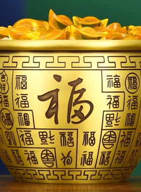 纯黄铜故宫缸百福米缸聚宝盆摆件客厅家居店铺公司开业礼品工艺品