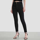 女黑色24冬加绒铅笔裤 极简风时尚 修身 AITU中腰牛仔裤 显瘦专柜同款