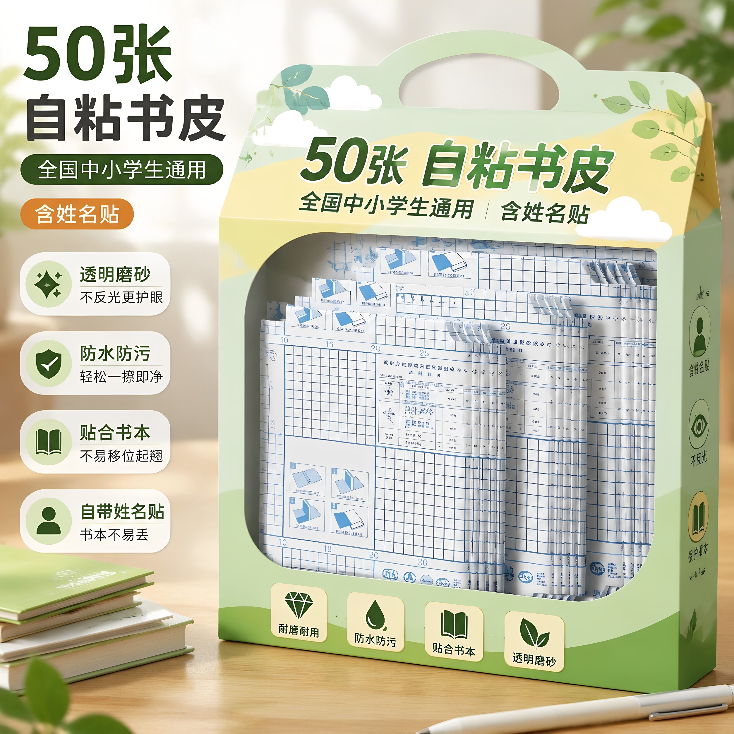 环保书皮包书皮自粘透明新款中小学生课本保护套剪包书膜A4免裁