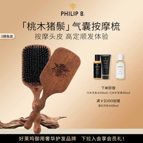 美国PhilipB裴利毕猪鬃美发梳