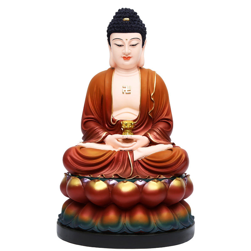 好货12寸包邮阿弥陀佛 药师佛 三宝佛释迦摩尼 佛祖树脂佛像 粉彩