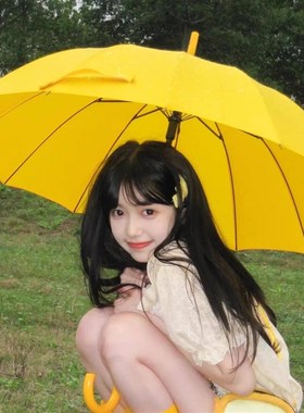 速发黄色雨伞背着善宰跑新款加大加厚加固长柄伞抗强风暴雨生