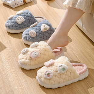 卡通饭团棉拖鞋女秋冬季室内居家2024新款保暖耐磨厚底情侣棉拖男