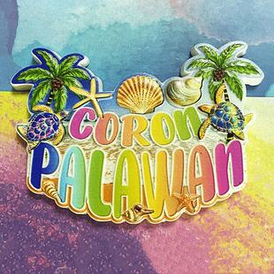 菲律宾巴拉望旅游纪念品创意字母沙滩海龟立体装饰3d磁吸式冰箱贴