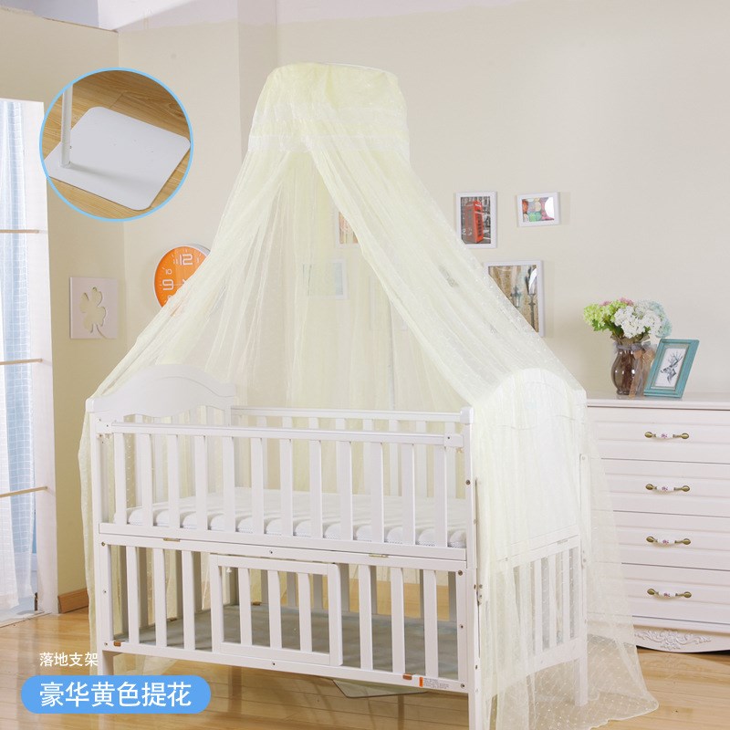 婴童蚊帐婴d儿床宫廷纹帐小孩新生儿宝宝防蚊罩带支架通用可升降