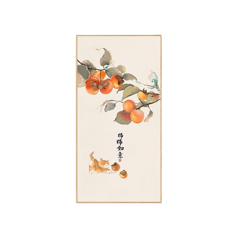 事事如意玄关装饰画新中r式入户门厅走廊壁画日式吉祥寓意水果挂图片