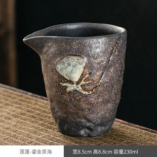 功夫茶具k配件陶瓷公道杯大号家用仿古茶海茶壶茶漏分茶 鎏金日式