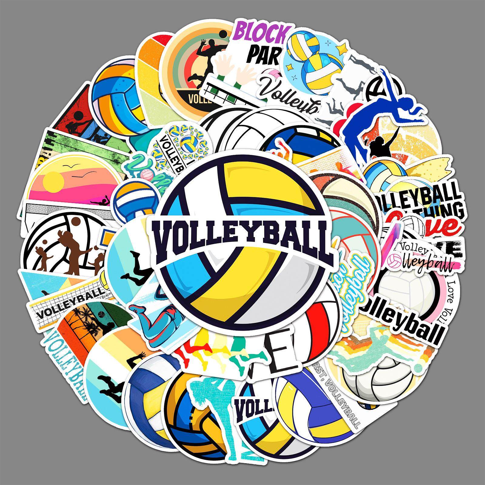 50张排球运动涂鸦个性跨境体育创意咕卡DIY滑板行李箱贴纸防水