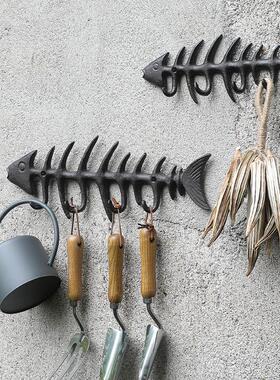 铸铁鱼骨造型挂钩墙钩花园庭院户外装饰个性杂货欧式乡村