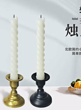 欧式简约复古创意双用烛台金色铁艺家居装饰蜡烛台摆件金属工艺品