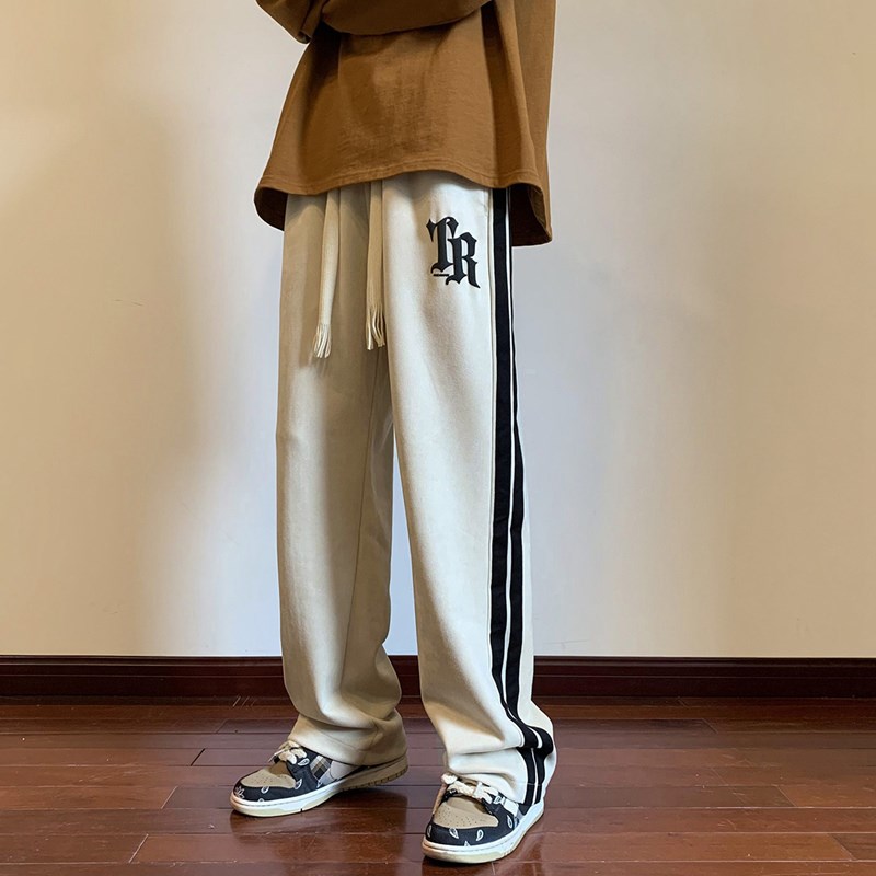 发泡印花休闲裤男春秋宽松直筒运休闲裤