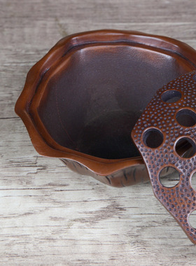 纯手工纯铜紫铜莲花莲蓬香炉装饰熏香家用室内摆件创意居家装饰品