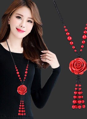 汉服胸前吊坠复古民族风项链金鱼挂饰女毛衣链长款衣服挂件百搭配