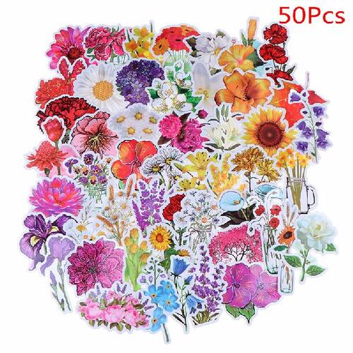 极速50Pcs/set Colorful Flowers Blooms Memo Stickers For Lapt