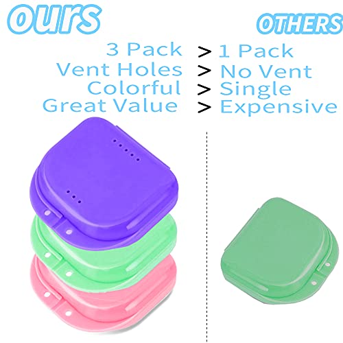新品PISSION Retainer Case  3 Pack Orthodontic Retainer Holde