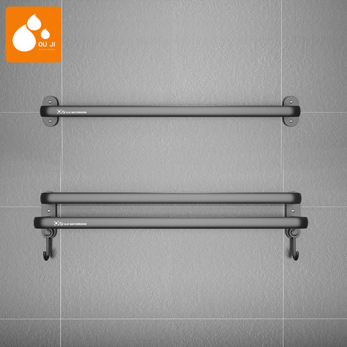 毛巾杆单杆双杆免打孔太空铝浴室卫生间洗漱台挂架洗手间毛巾挂杆