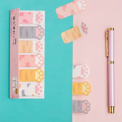 极速Mengtai Cute Cat Paw Sticky Notes Memo Pad Diary Station
