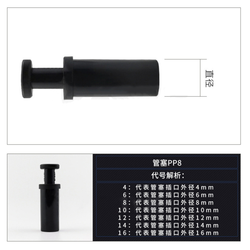 (议价)气管快接头PP管帽快插帽子气动PP4/6/8/10/12/16MM管塞PU