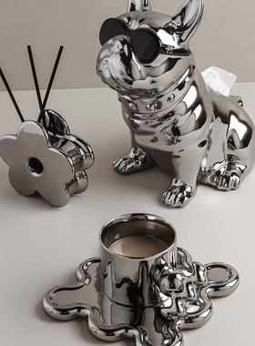 HANICE北欧ins风轻奢桌面摆件玄关餐桌电视柜电镀银色台面装饰品