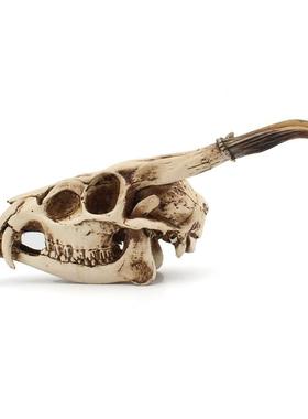 复古仿真立体山羊头骨摆件书房酒吧派对家居工艺礼品摆饰桌面动物