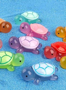 夜光发光迷你水晶小乌龟摆件桌面装饰可爱公仔玩偶荧光大海龟玩具